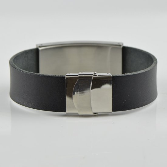 Black natural Leather Amber bracelet for men